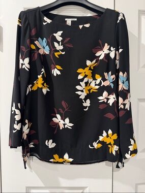 Halogen Black Floral 3/4 Sleeve